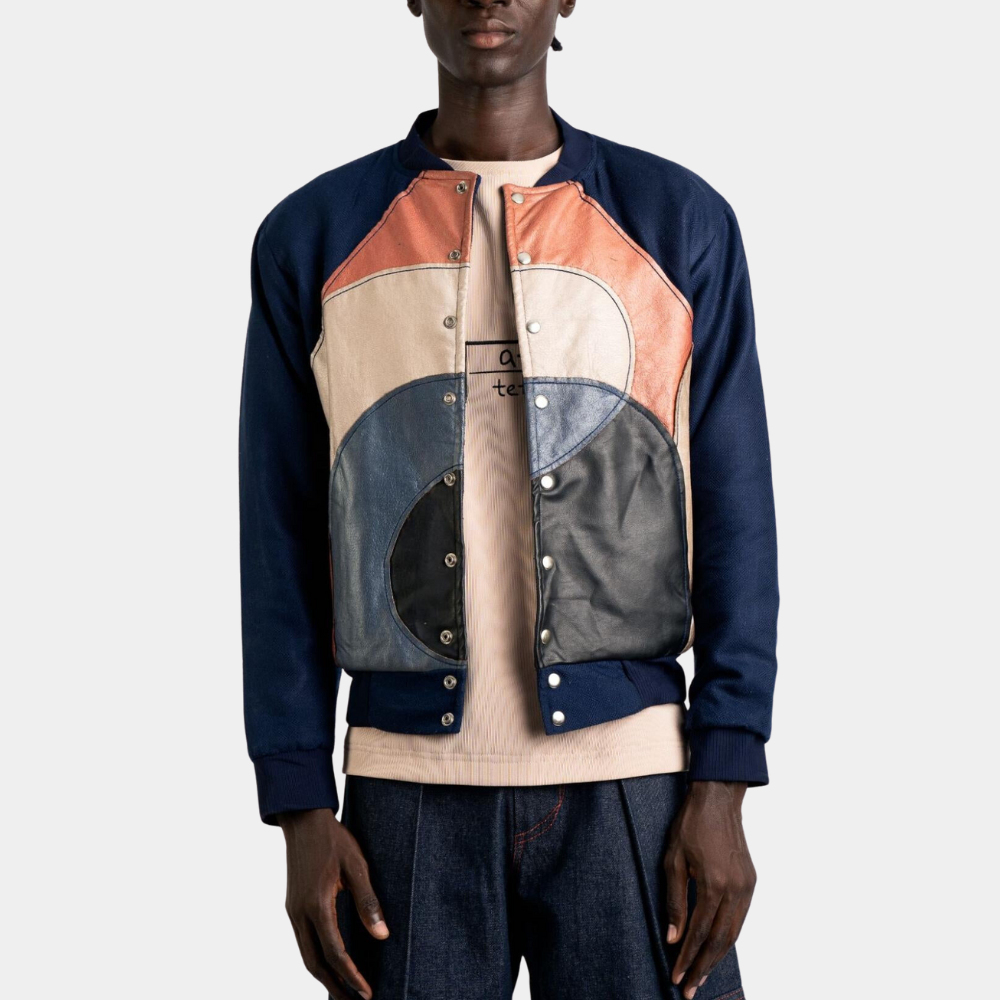 Keith Powers Multicolor Leather Varsity Jacket - Front View