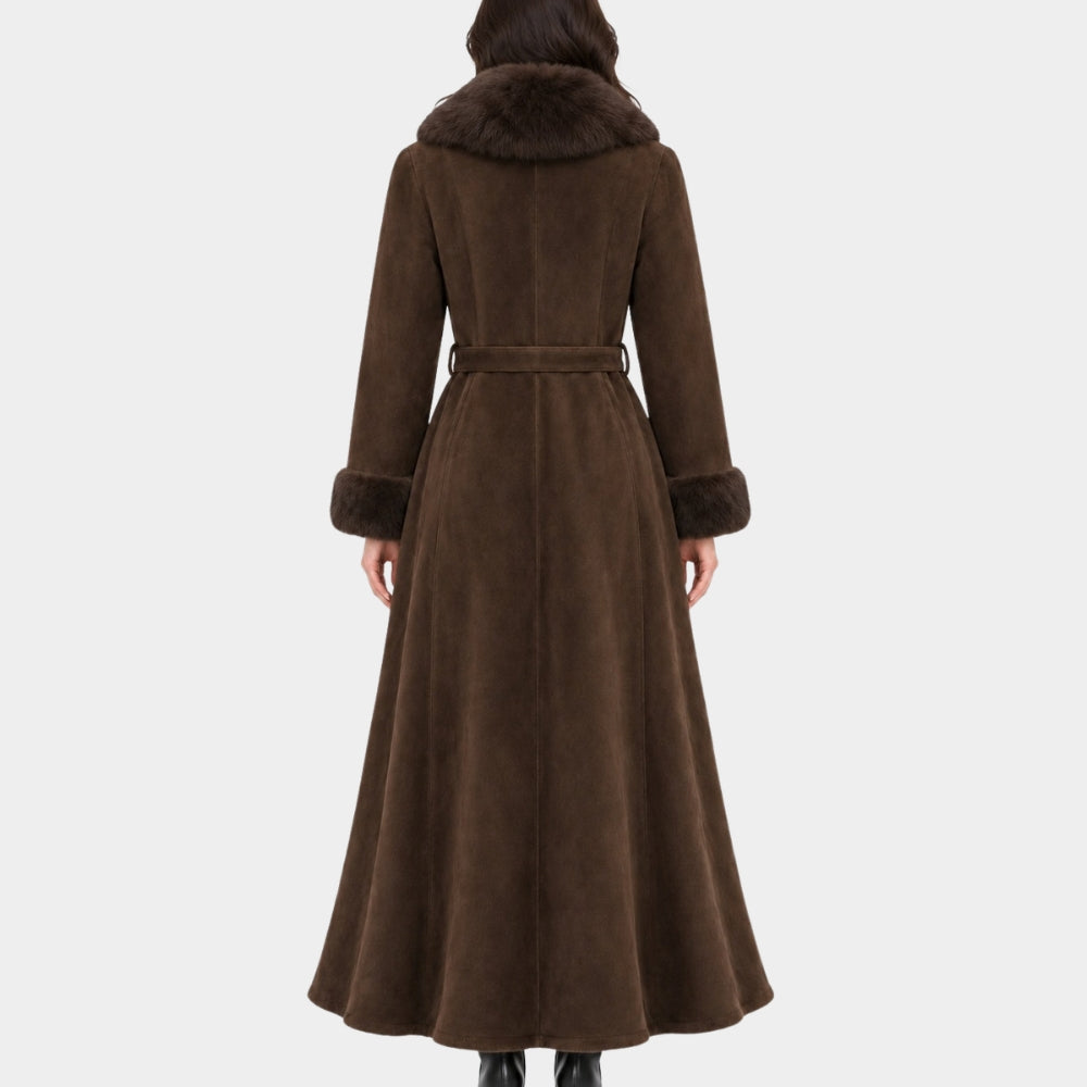 Kill Jackie Catherine Zeta Jones Brown Fur Long Coat