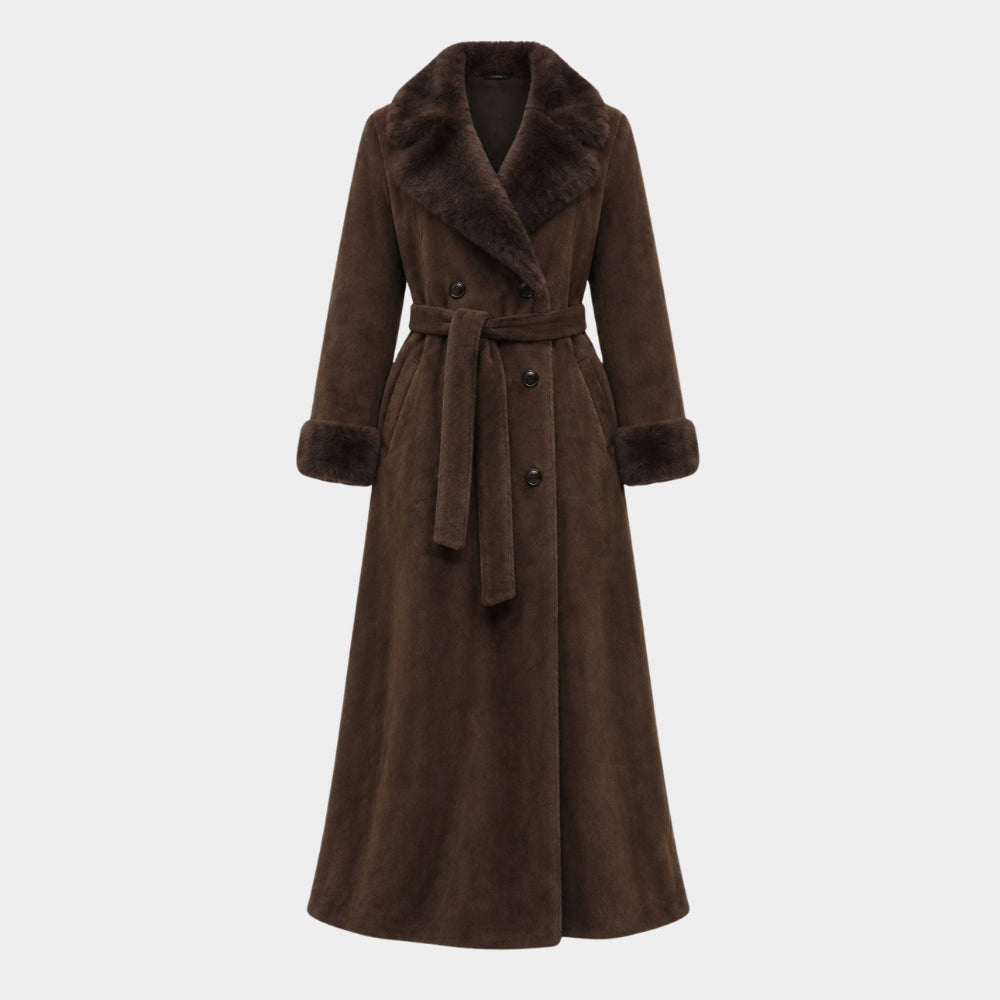 Kill Jackie Catherine Zeta Jones Brown Fur Long Coat