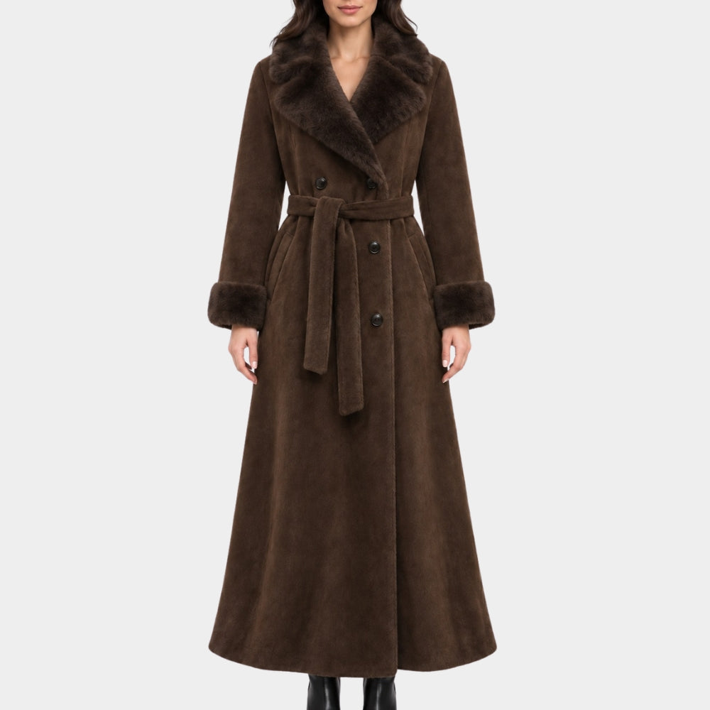 Kill Jackie Catherine Zeta Jones Brown Fur Long Coat