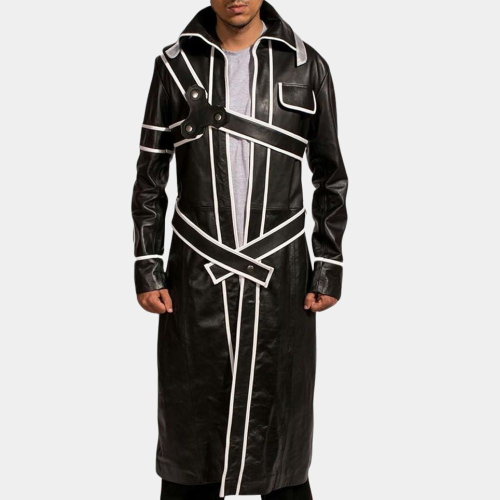 Kirito  Sword Art Online Kazuto Kirigaya Leather Coat - Front View