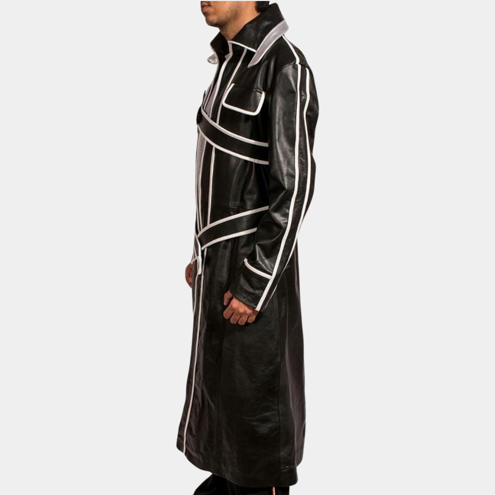 Kirito  Sword Art Online Kazuto Kirigaya Leather Coat - Side View