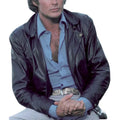 Knight Rider David Hasselhoff aka Michael Black Leather Jacket - Front View
