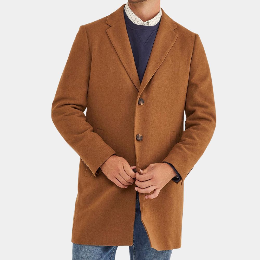 Knives Out  Chris Evans (Ransom Drysdale) Brown Wool Coat - Front View