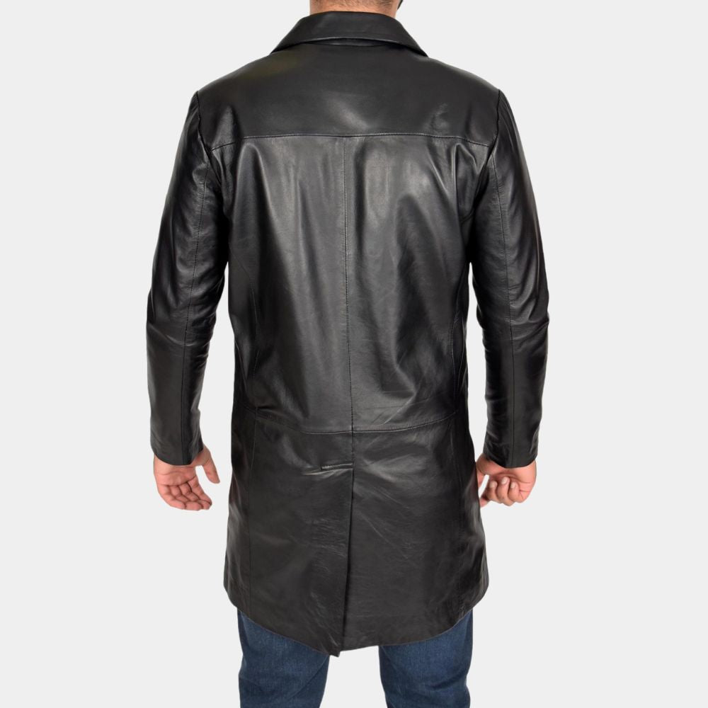 Kurt Cobain Black 3/4 Length Crombie Coat - Back View