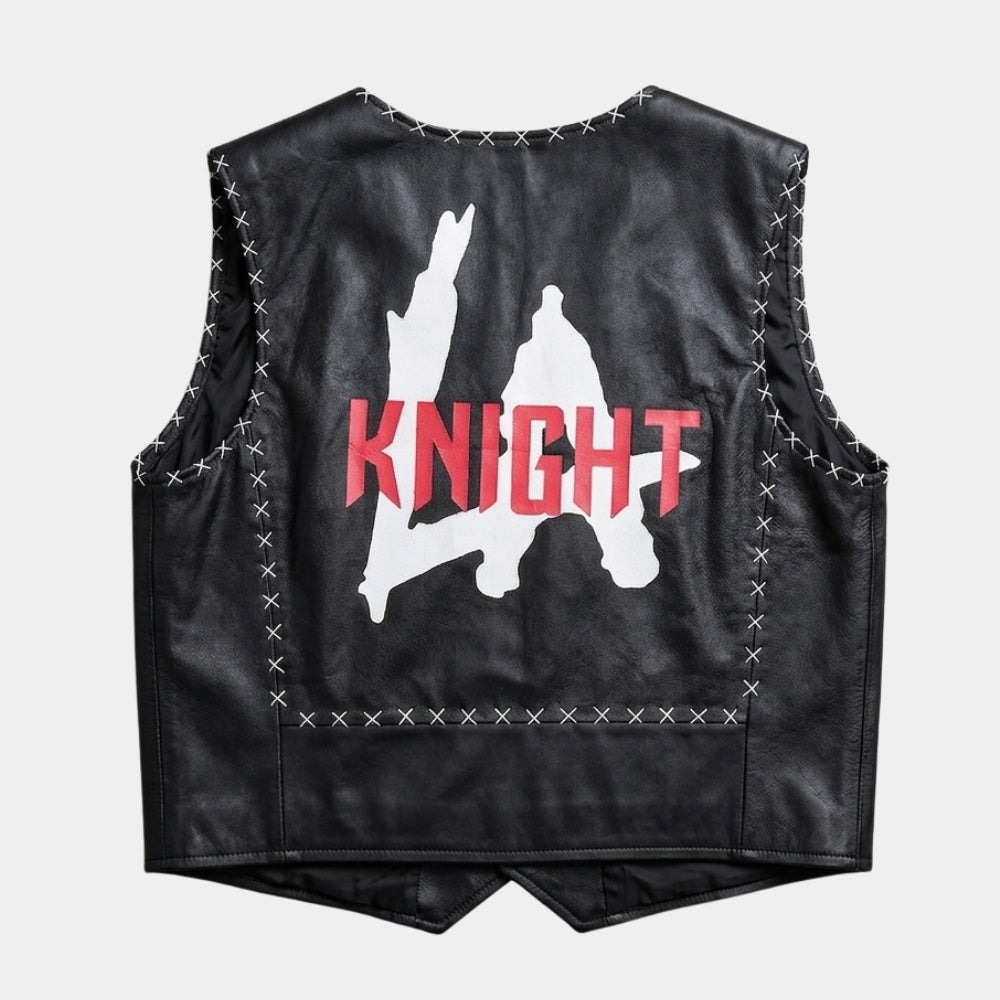 LA Knight Black Leather Vest