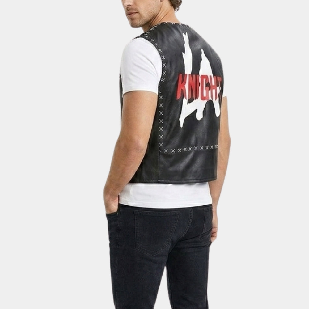 LA Knight Black Leather Vest