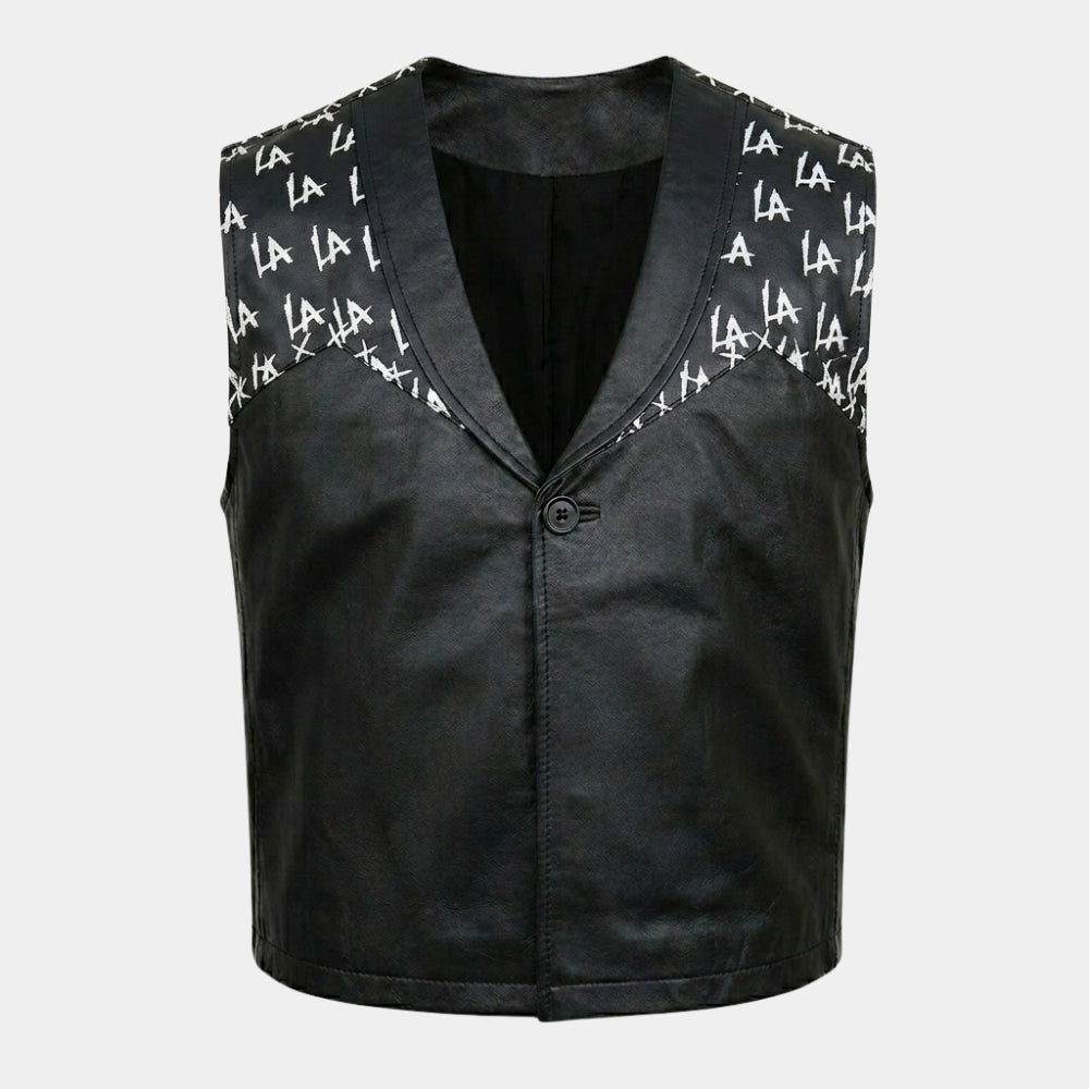 LA Knight Black Leather Vest