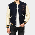 Lethal Weapon 2  Martin Riggs aka Mel Gibson Blue And Off White Letterman Jacket - Front View