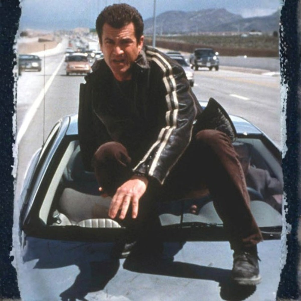 Lethal Weapon  Mel Gibson aka Martin Riggs Black Leather Jacket - Character Front View