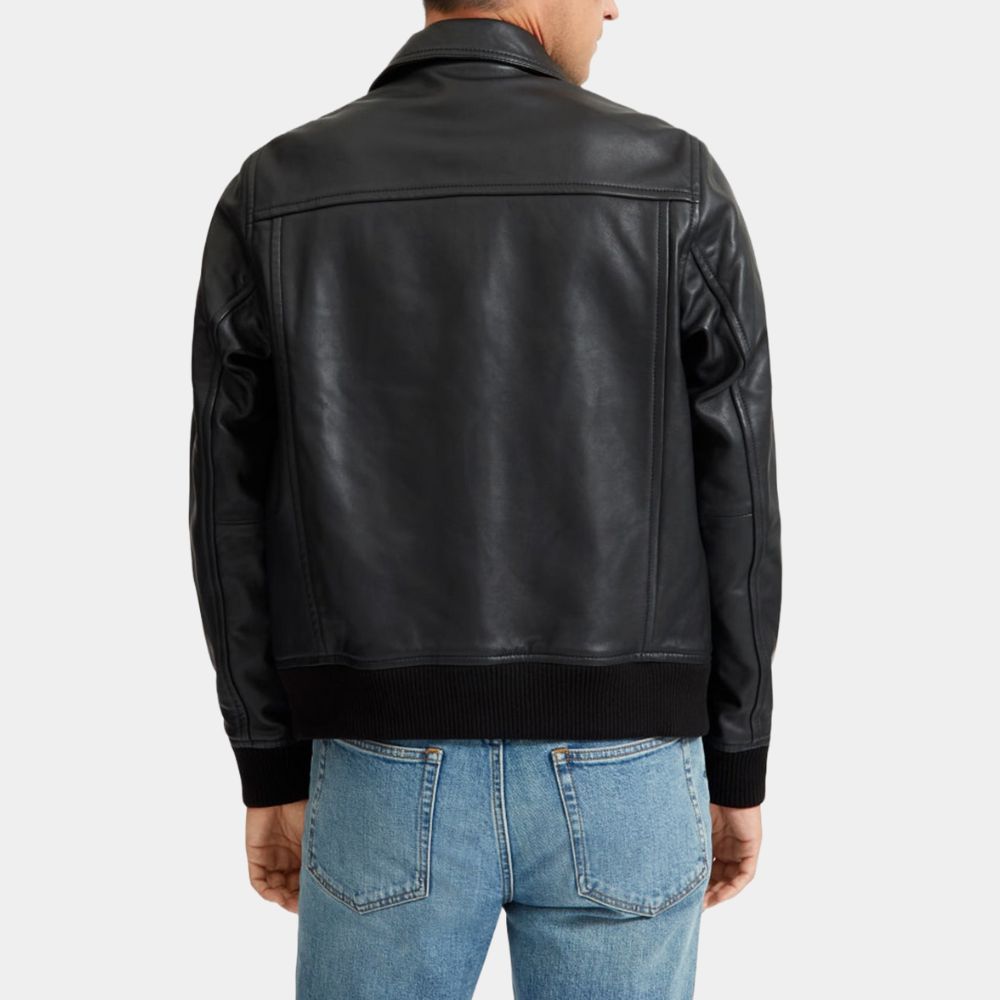 Liaison Vincent Cassel Black Leather Jacket - Back View