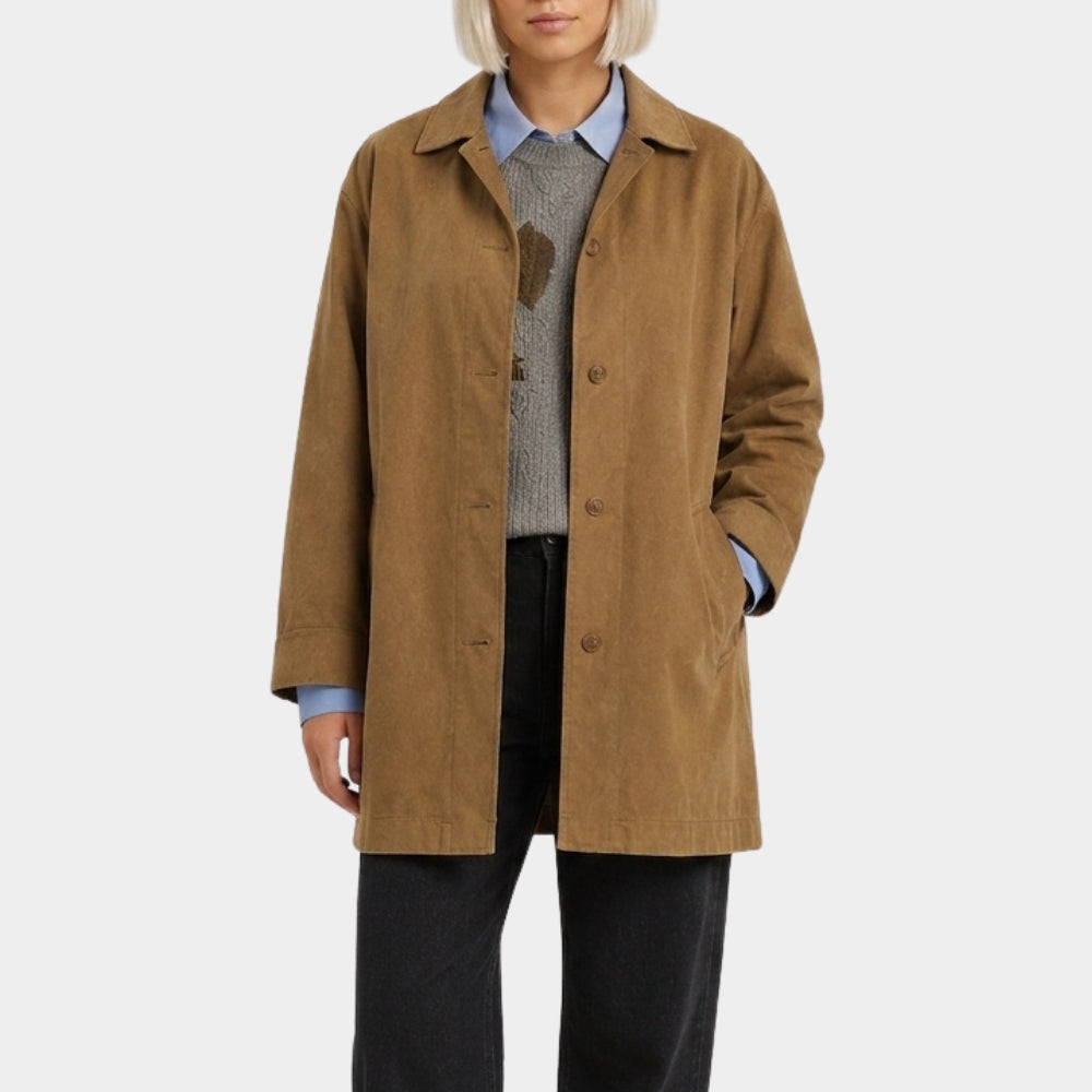 Line of Fire Kat Cunning Tan Suede Overcoat