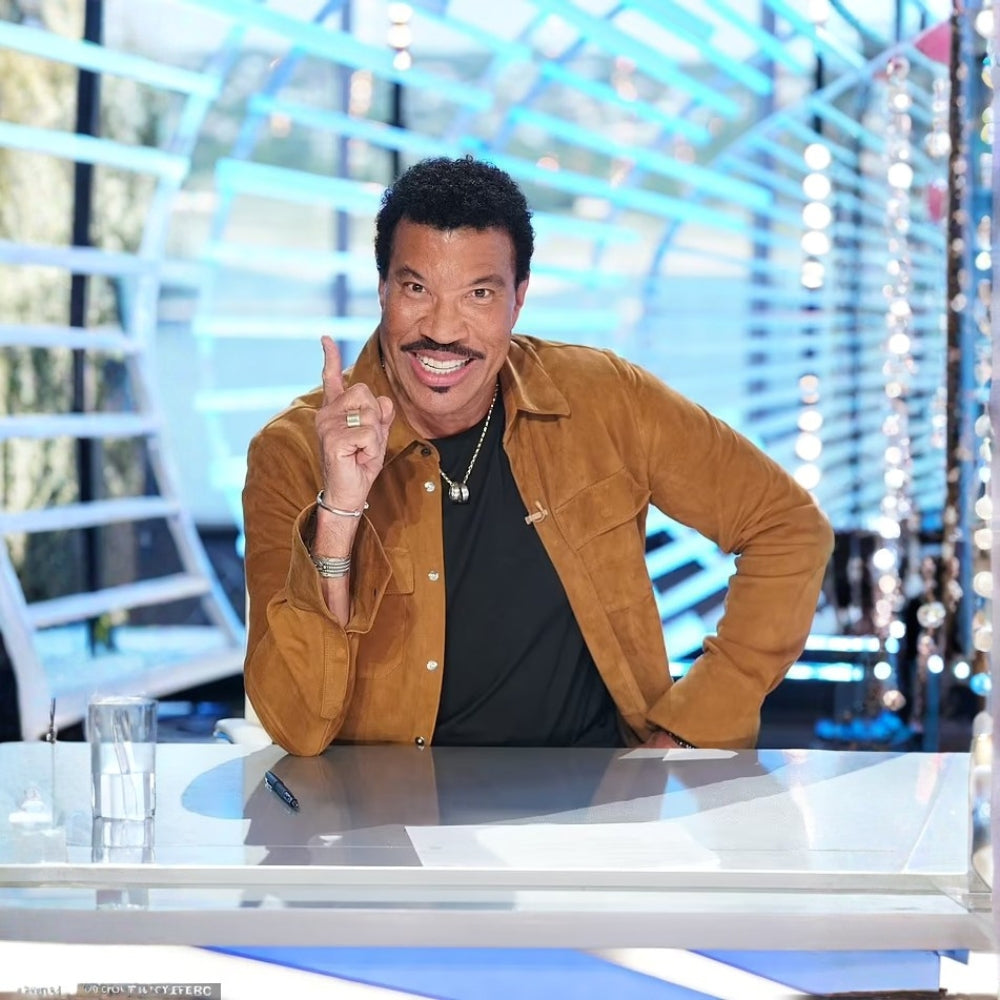 Lionel Richie  American Idol S23 Brown Suede Leather Jacket - Front Character View