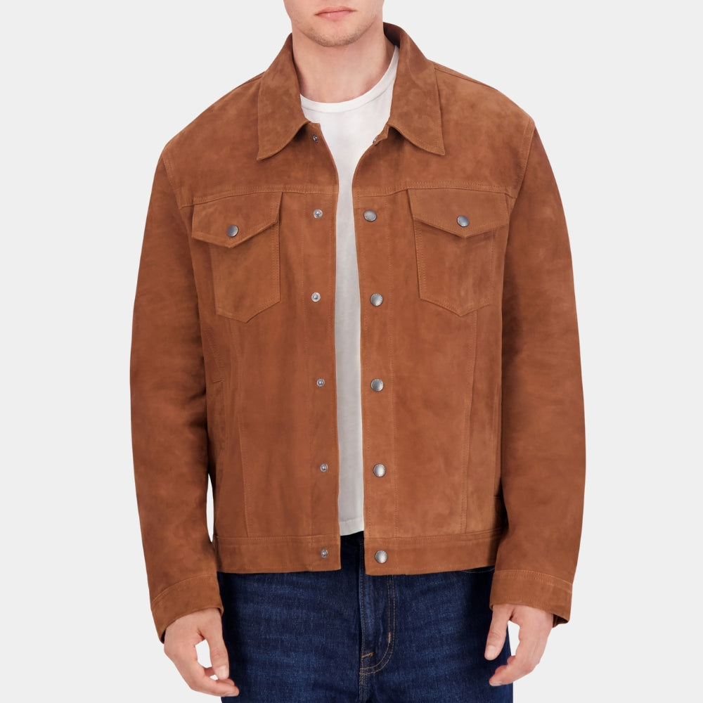 Lionel Richie  American Idol S23 Brown Suede Leather Jacket - Front View