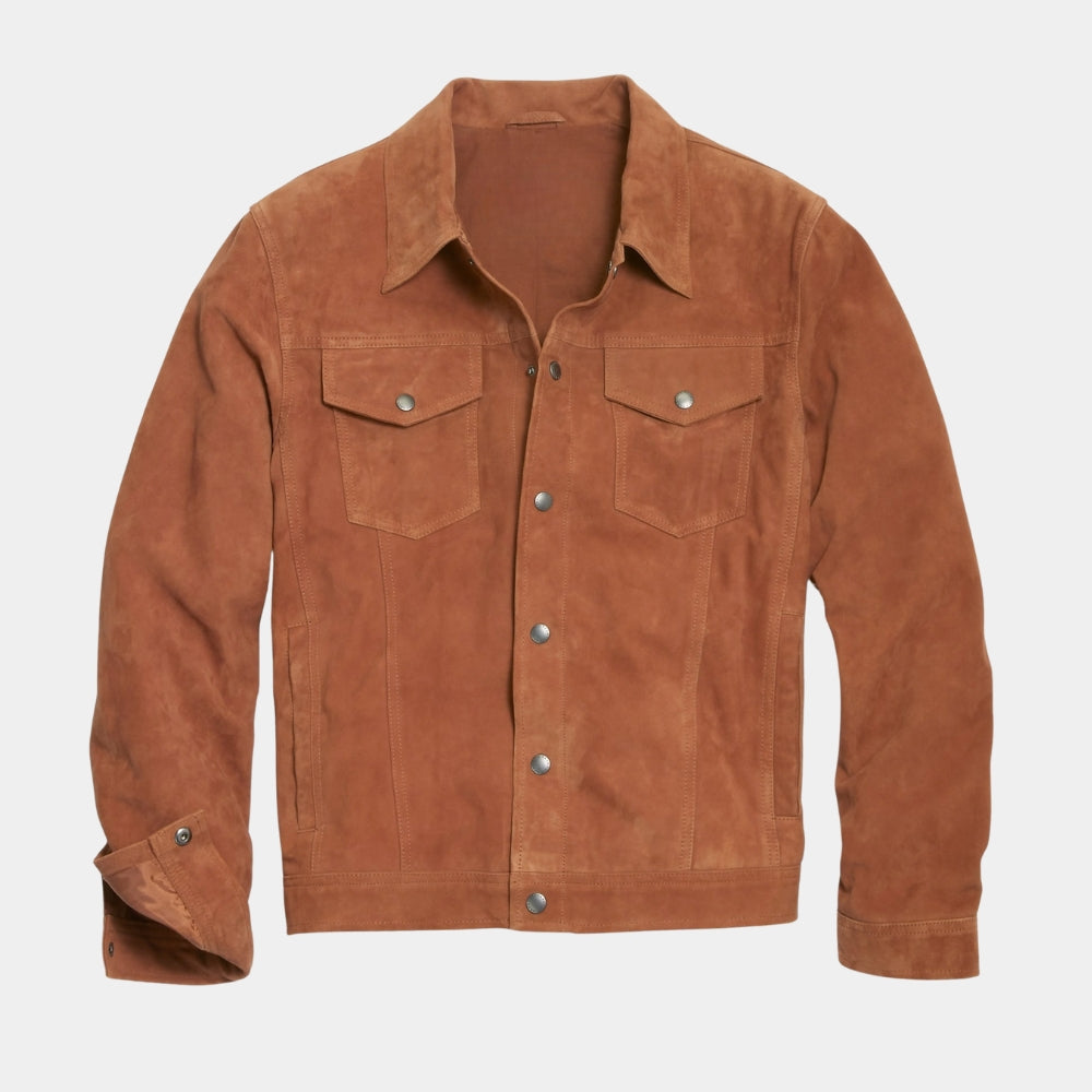 Lionel Richie  American Idol S23 Brown Suede Leather Jacket - Mannequin Front View