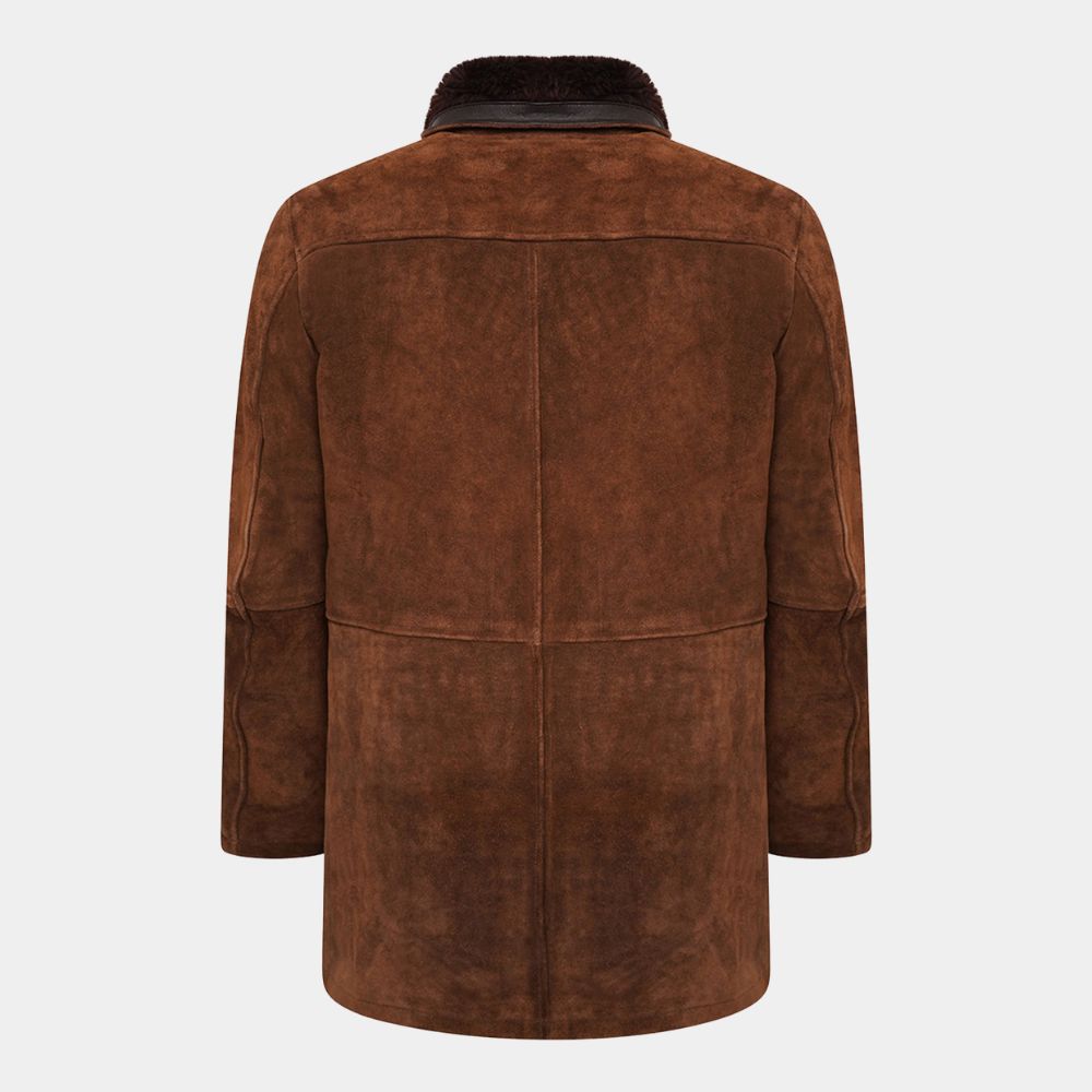 Longmire  Sheriff aka Robert Taylor Brown Leather Coat - Mannequin Back View