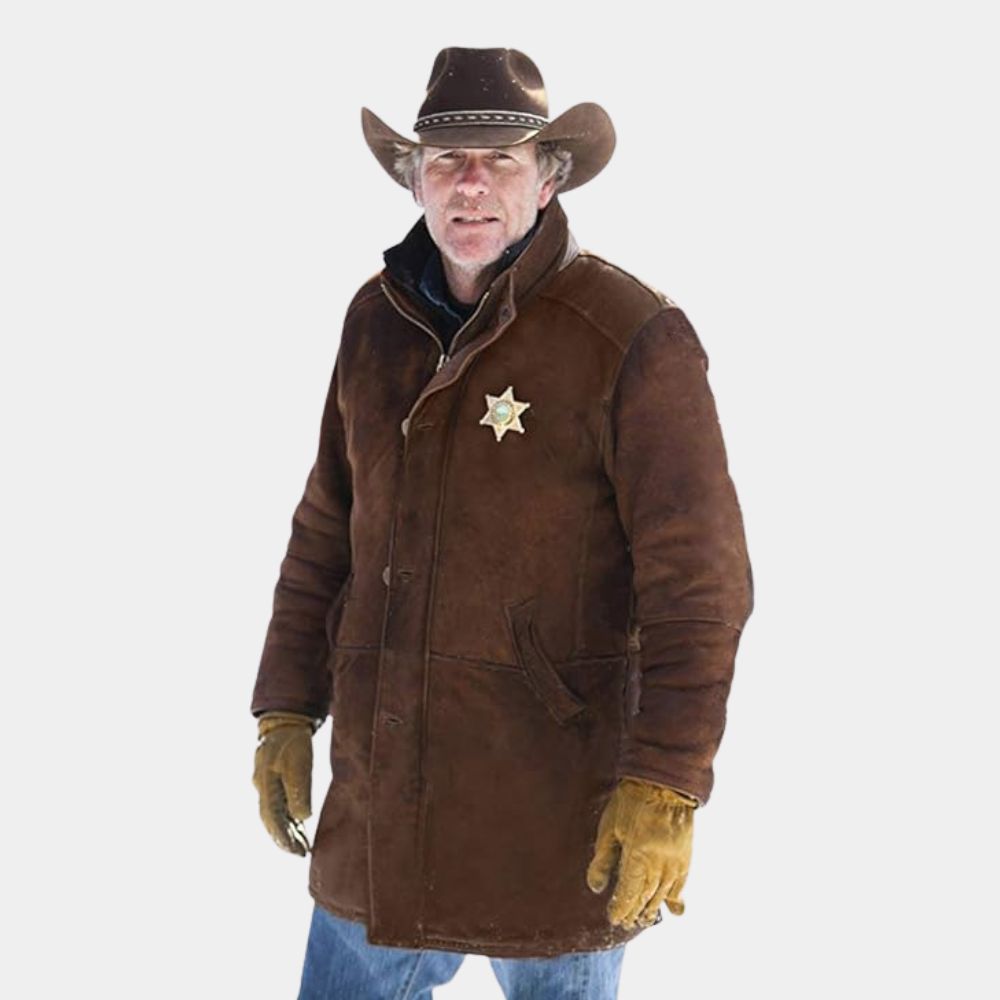 Longmire  Sheriff aka Robert Taylor Brown Leather Coat - Side View