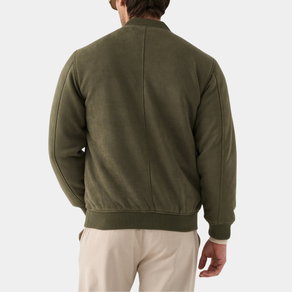 Luke Roberts  Hudson and Rex S08 Suede Leather Bomber Jacket - Back View