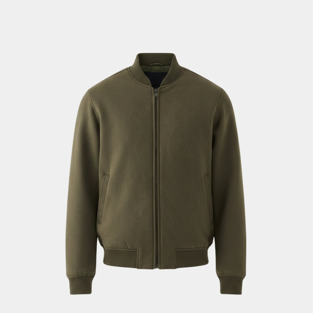 Luke Roberts  Hudson and Rex S08 Suede Leather Bomber Jacket - Mannequin Front View