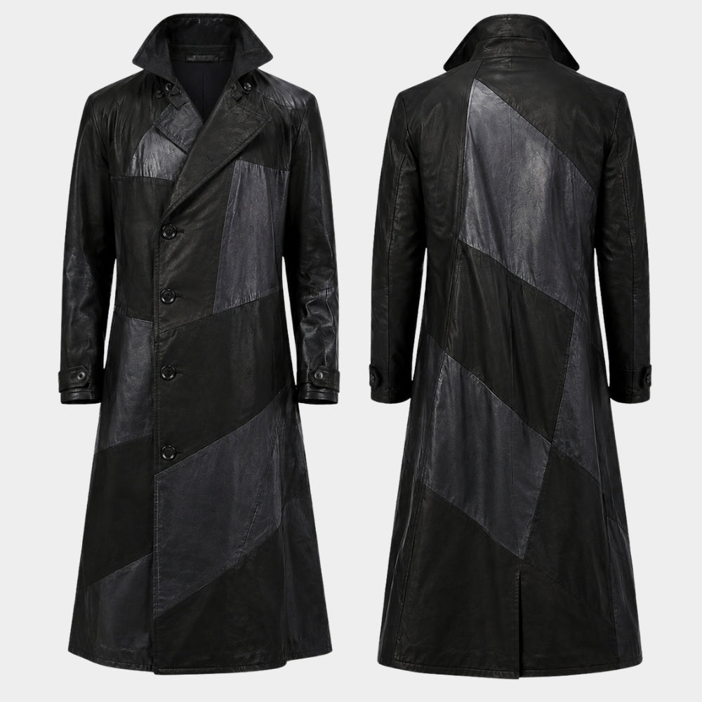 Lupin Omar Sy Black Leather Duster Coat