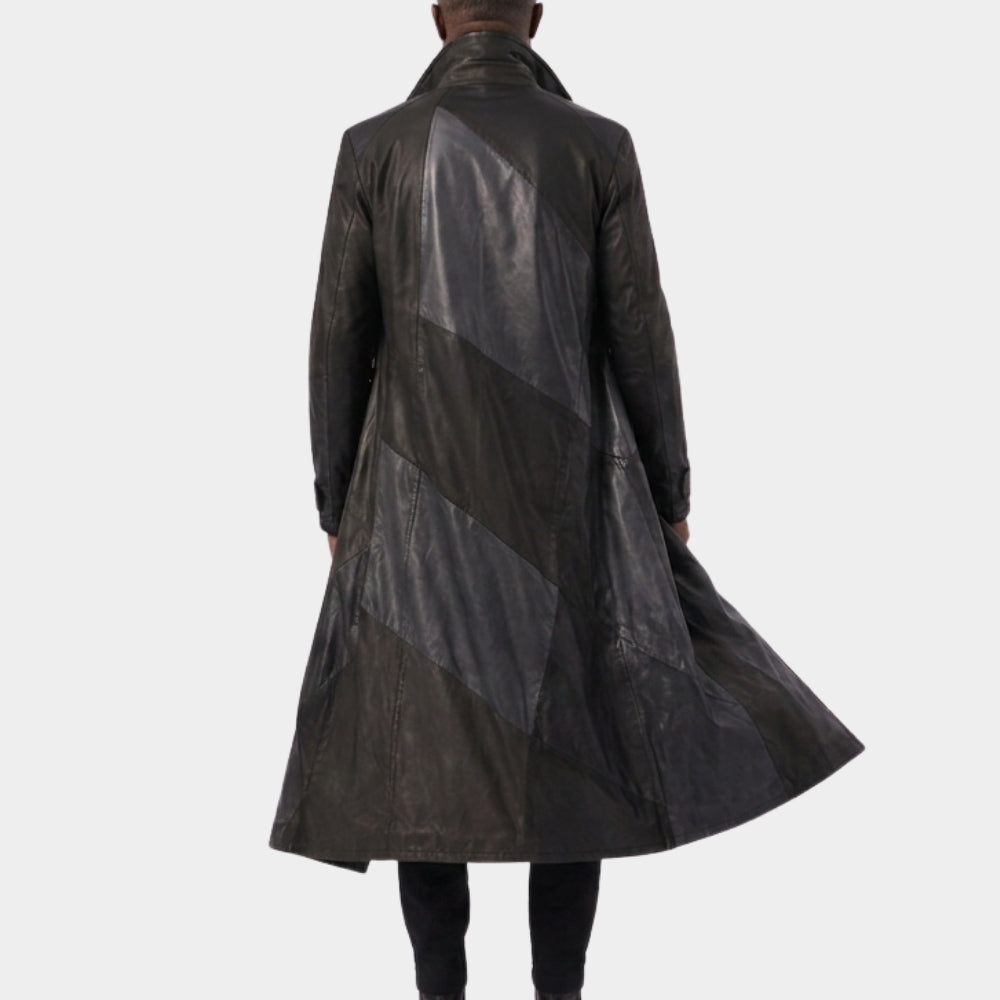 Lupin Omar Sy Black Leather Duster Coat