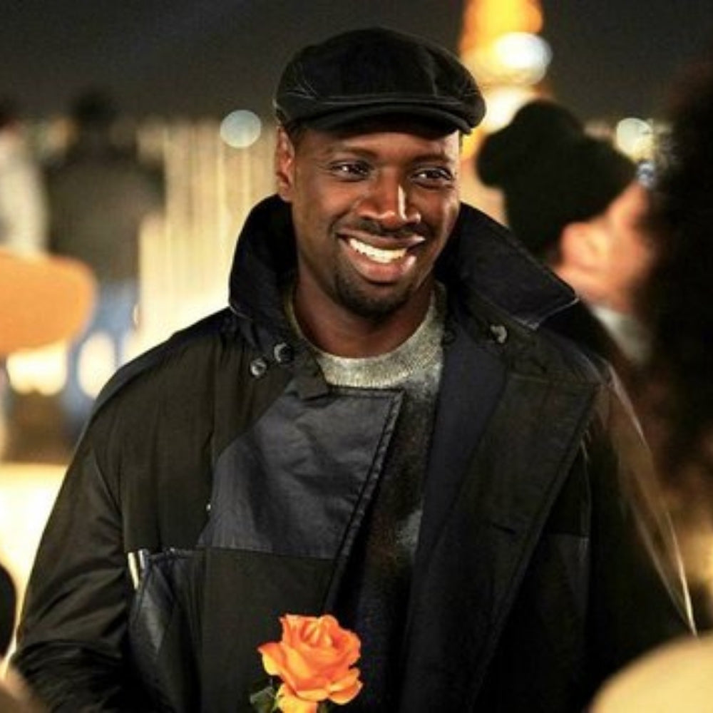 Lupin Omar Sy Black Leather Duster Coat
