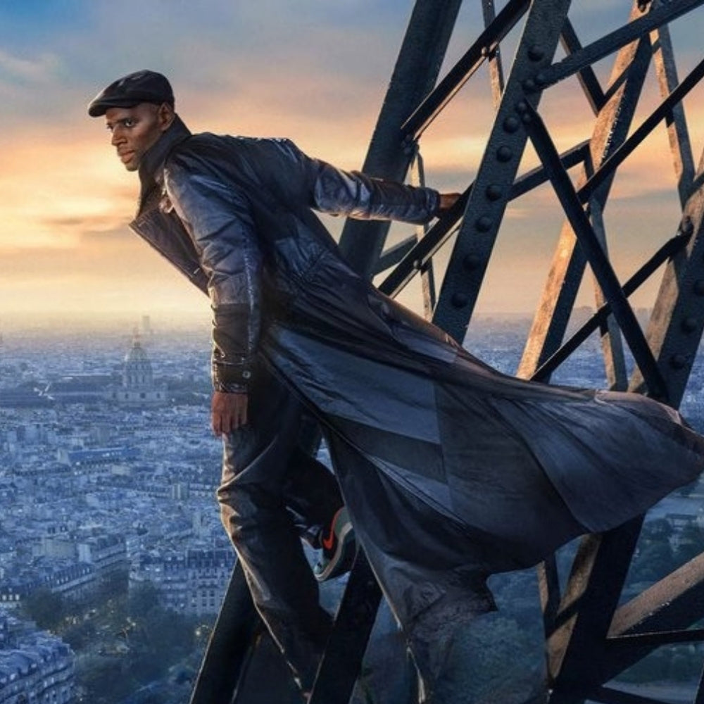 Lupin Omar Sy Black Leather Duster Coat