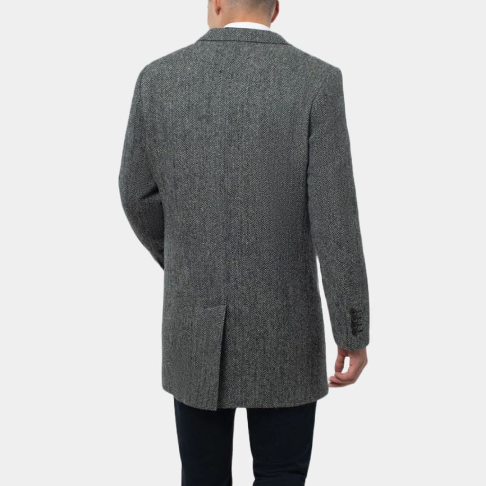 Luther DCI John Luther Grey Wool 3/4 Length Coat - Back View