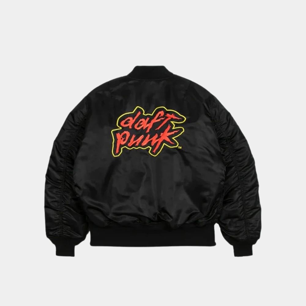 MA-1 Daft Punk  Black Bomber Satin Jacket - Mannequin Back View