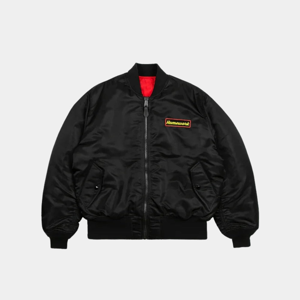 MA-1 Daft Punk  Black Bomber Satin Jacket - Mannequin Front View