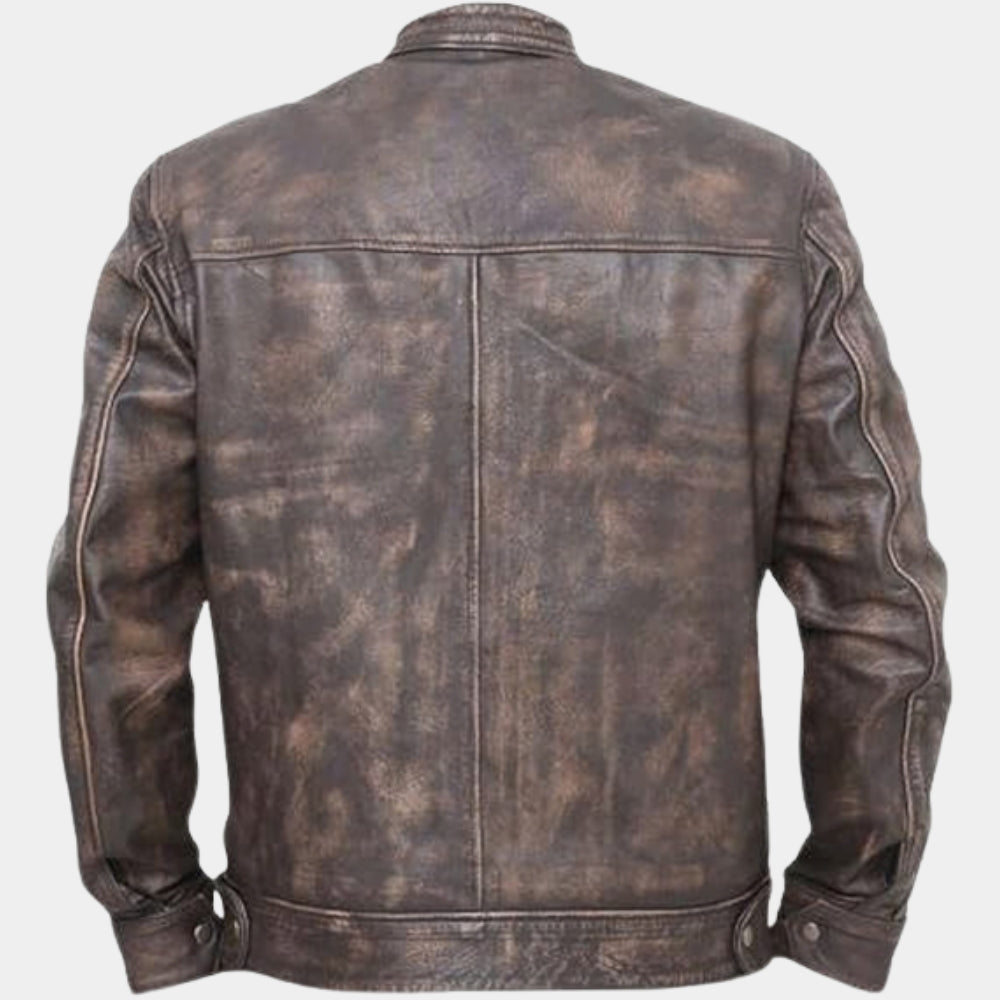MacGyver  Angus MacGyver aka Richard Deen Distressed Brown Leather Jacket - Mannequin Back View