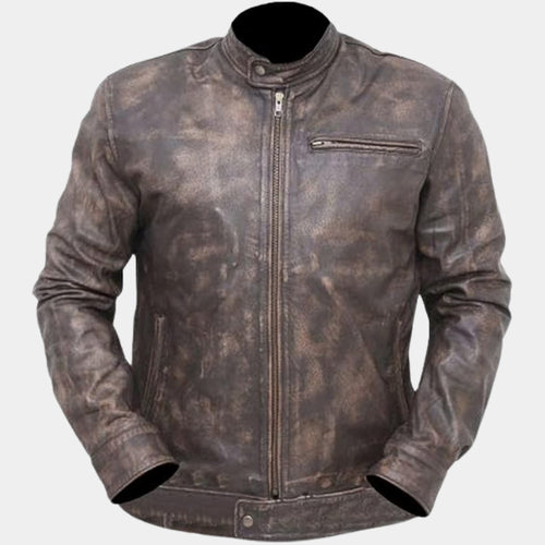 MacGyver  Angus MacGyver aka Richard Deen Distressed Brown Leather Jacket - Mannequin Front View