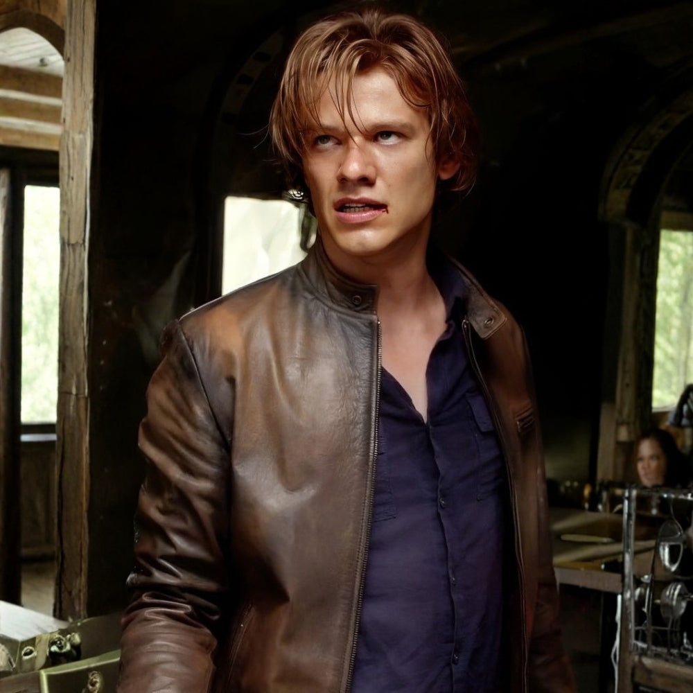 MacGyver  Angus MacGyver aka Richard Deen Distressed Brown Leather Jacket - Side View