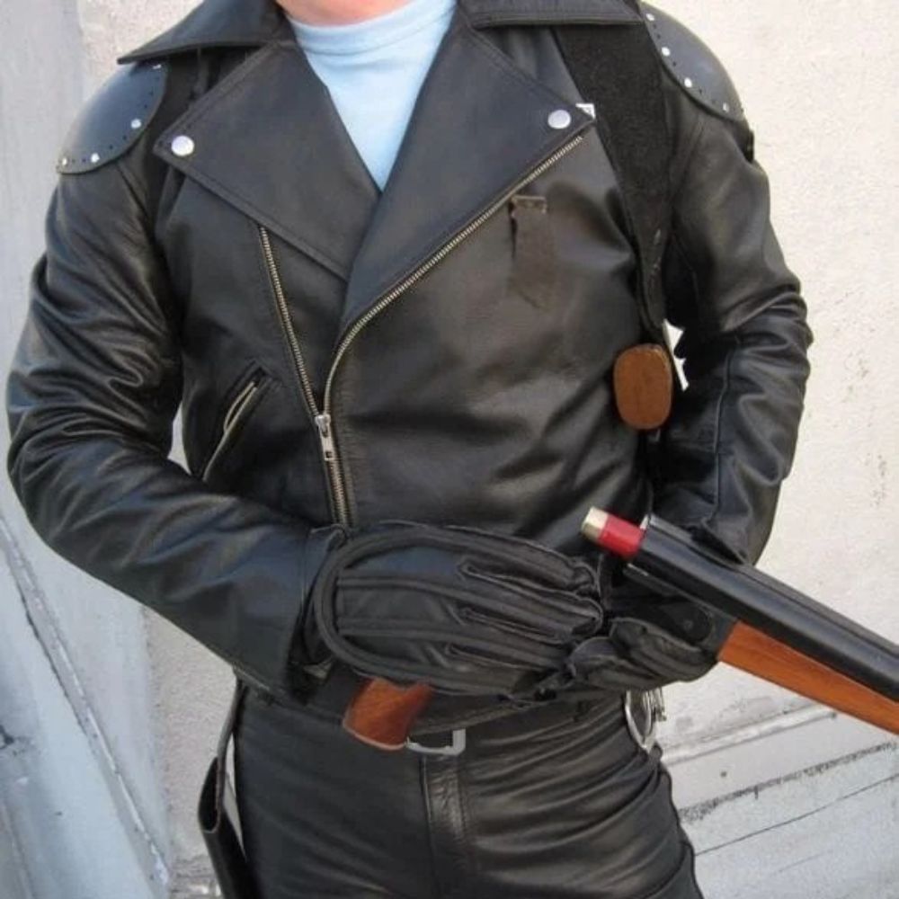 Mad Max 1979  Max Rockatansky Biker Leather Jacket - Posture View