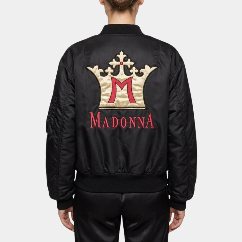 Madonna  Blond Ambition World Tour Black Satin Bomber Jacket - Back View