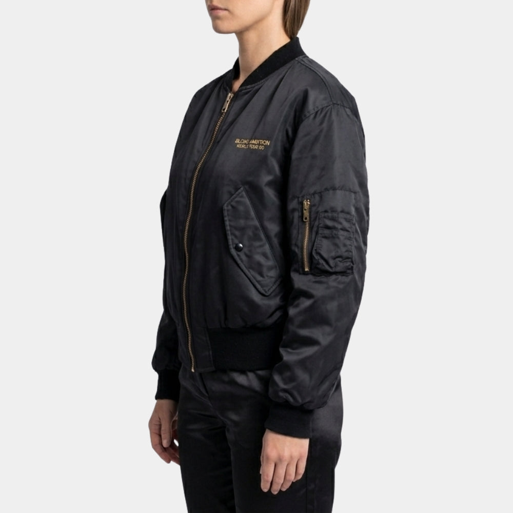 Madonna  Blond Ambition World Tour Black Satin Bomber Jacket - Side View