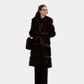 Maria Callas Angelina Julie Faux Fur with Leather Trench Coat - Front View