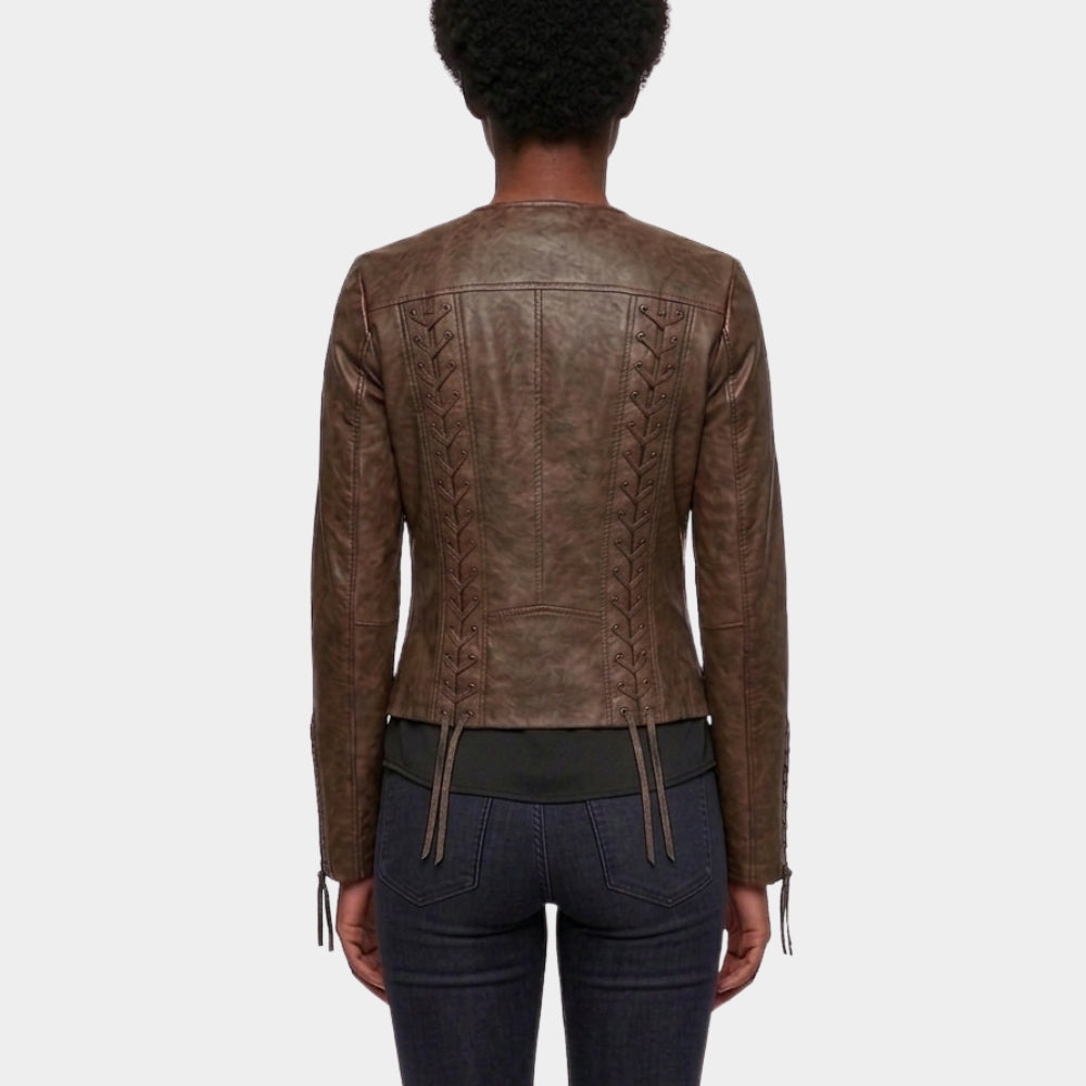 Marshals Arielle Kebbel Lace-up Leather Jacket