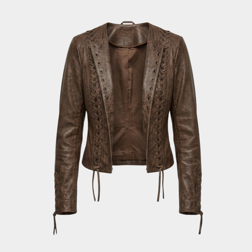 Marshals Arielle Kebbel Lace-up Leather Jacket