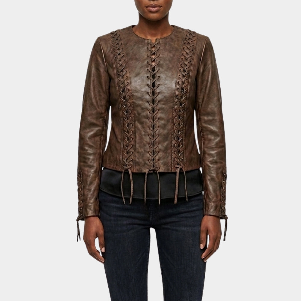 Marshals Arielle Kebbel Lace-up Leather Jacket