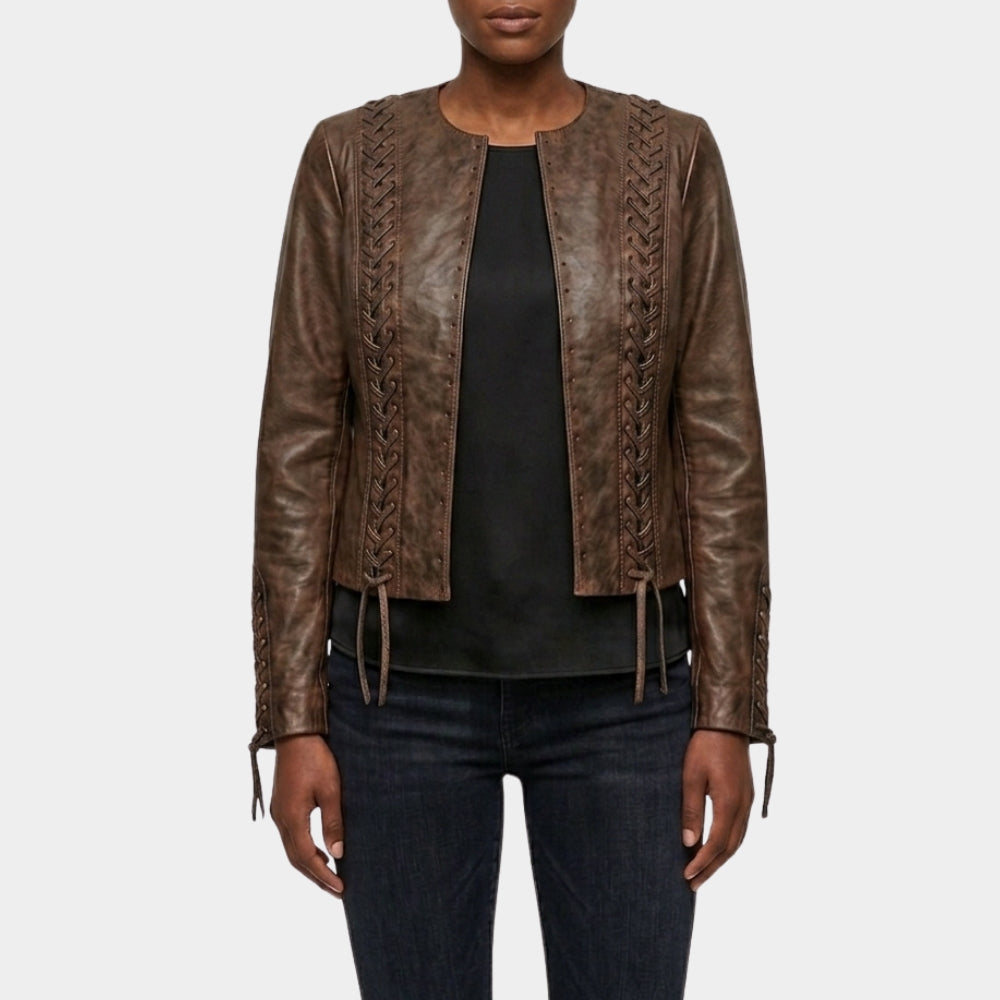 Marshals Arielle Kebbel Lace-up Leather Jacket