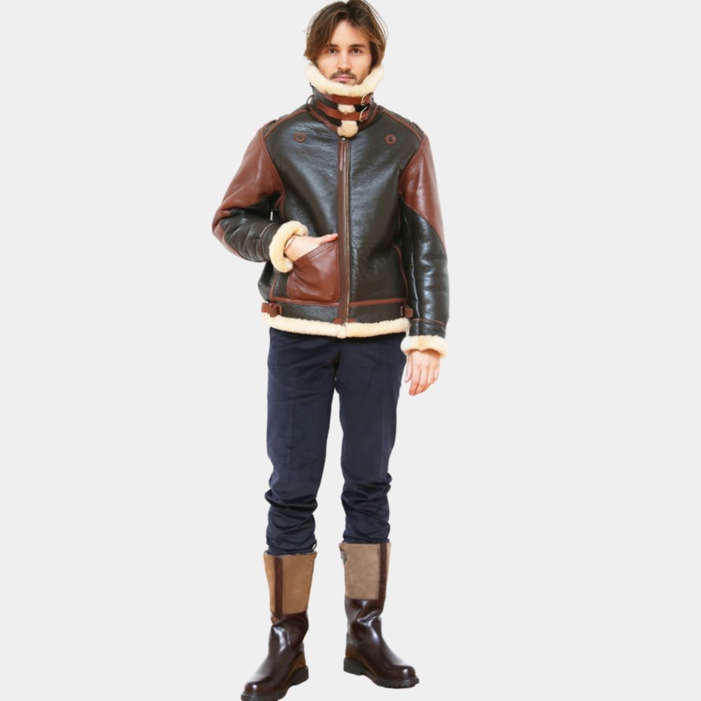 Masters Of The Air Austin Butler aka Gale Cleven B3 Bomber Aviator Jacket - Character Front Posture View