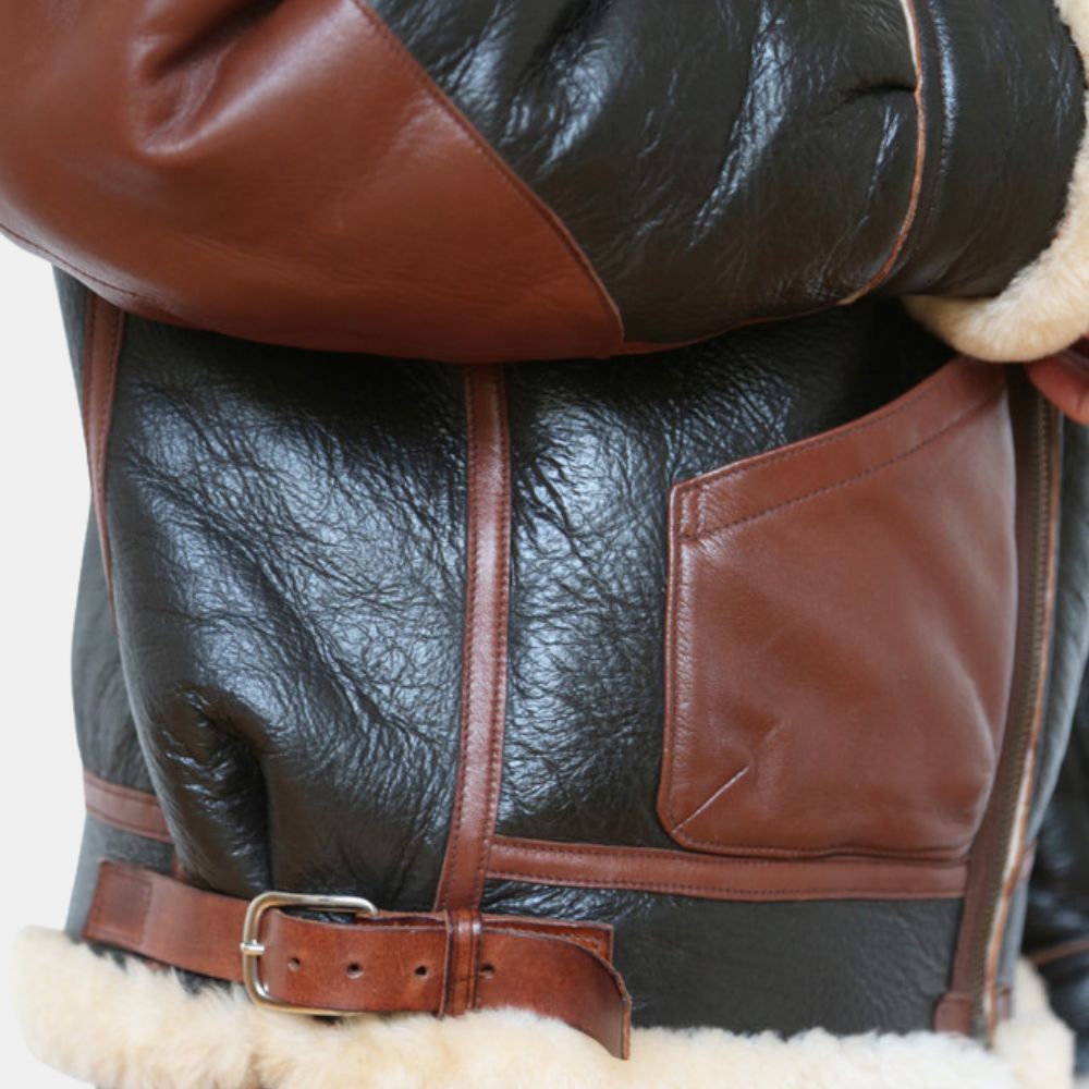 Masters Of The Air Austin Butler aka Gale Cleven B3 Bomber Aviator Jacket - Pocket Close - Up View