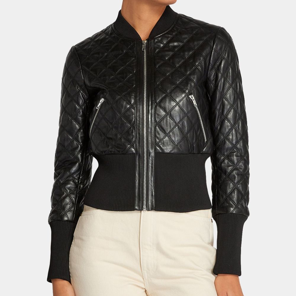 Maya Stern Michelle Keegan Quilted Bomber Jacket - Front View