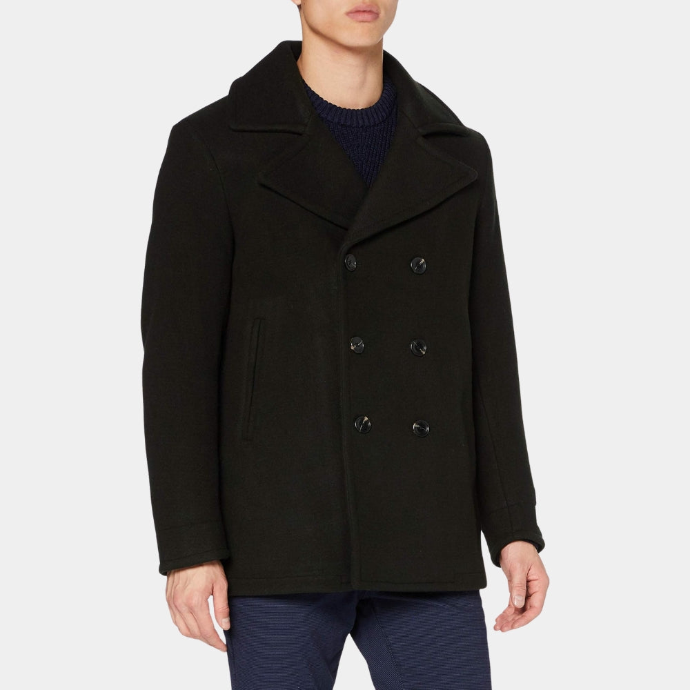 Mayor of Kingstown Jeremy Renner as Mike Black Wool Peacoat - Front View