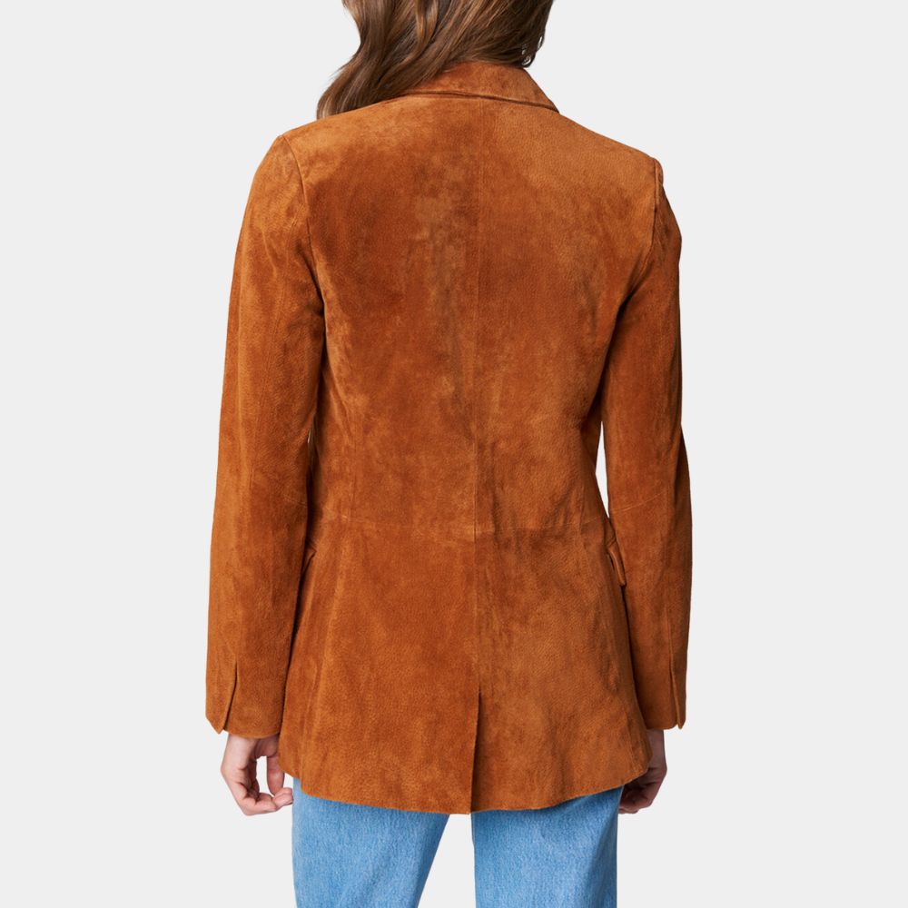 McMurray Brown Suede Leather Blazer - Back View