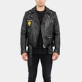 Megadeth Band  Black Leather Biker Jacket - Front View