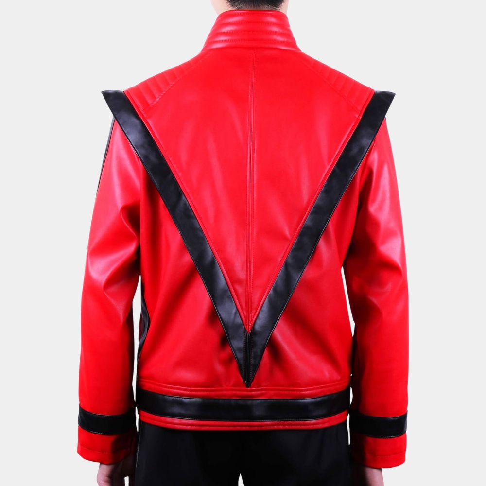 Michael Jackson 70s Style Vintage Leather Jacket - Back View