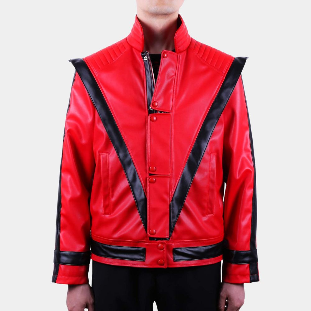 Michael Jackson 70s Style Vintage Leather Jacket - Front View