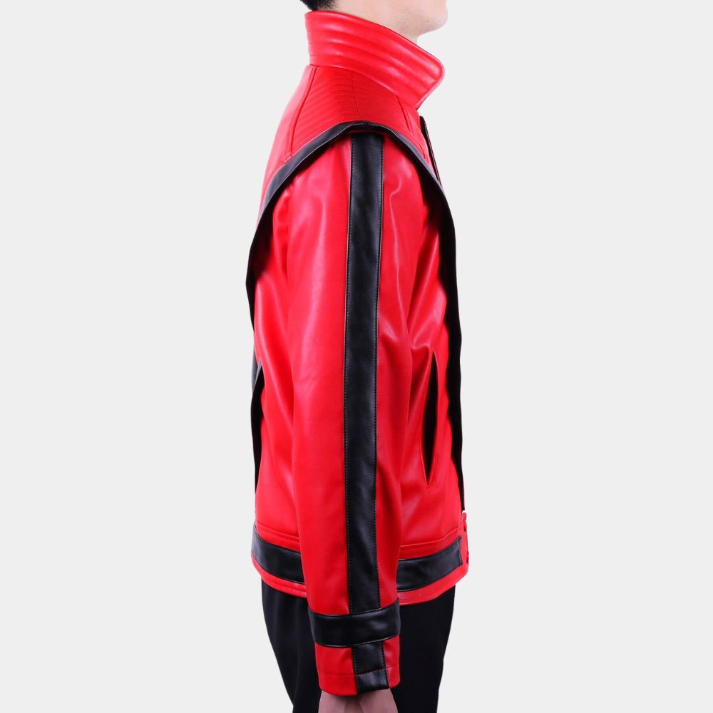 Michael Jackson 70s Style Vintage Leather Jacket - Side View
